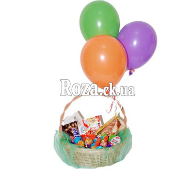 Gift basket of chocolates and balls