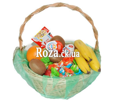 Подарочная корзина сладостей и фруктов
