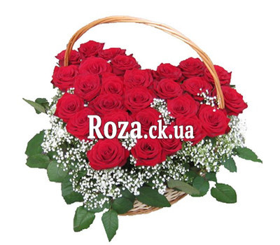 Heart of flowers in the basket