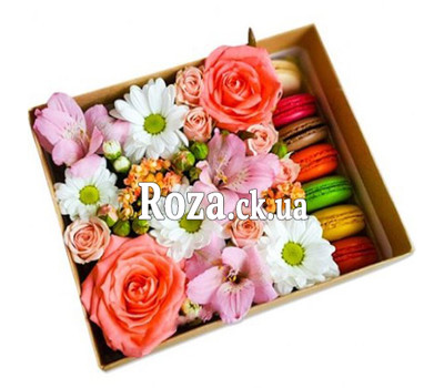 Bright box with macaroons