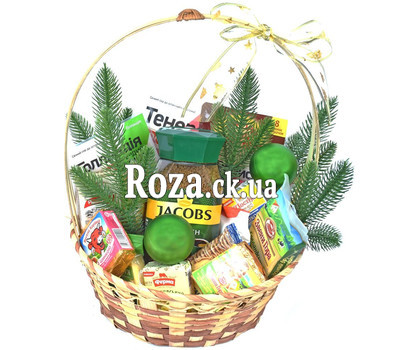Christmas basket with coffee