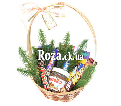 Christmas basket with nutella and chocolate bars