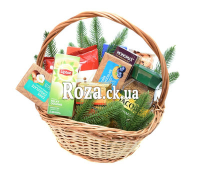 Christmas basket with sweets
