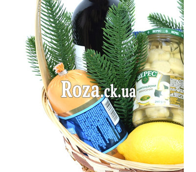 Новорічний подарунковий кошик з продуктами - вид 1