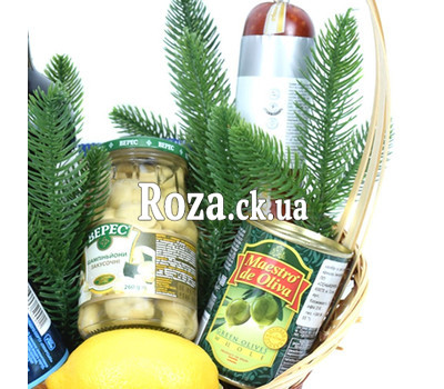 Новорічний подарунковий кошик з продуктами - вид 2