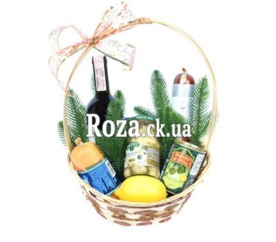 Новорічний подарунковий кошик з продуктами