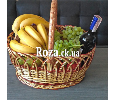 Фрукти і вино в кошику - вид 1