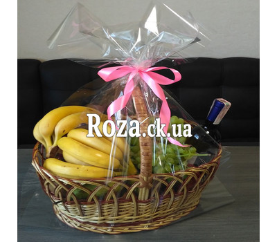 Фрукти і вино в кошику - вид 2