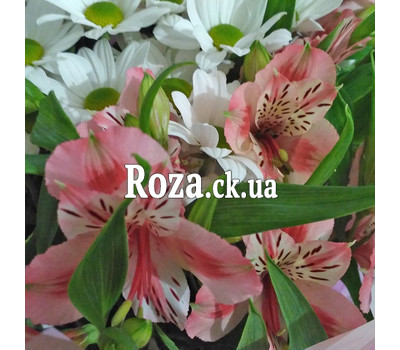 Gentle bouquet of alstroemerias and chrysanthemums 3