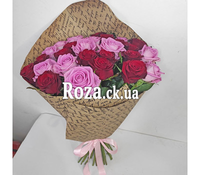 Bouquet of pink and red roses 6