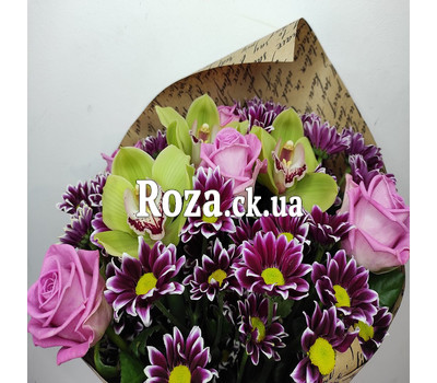Bouquet with pink flowers and orchids 10