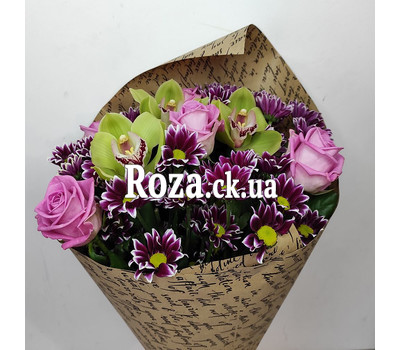 Bouquet with pink flowers and orchids 9