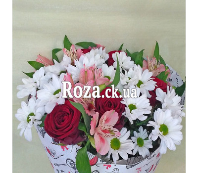 Maiden bouquet of roses, alstromeries and chrysanthemums 2
