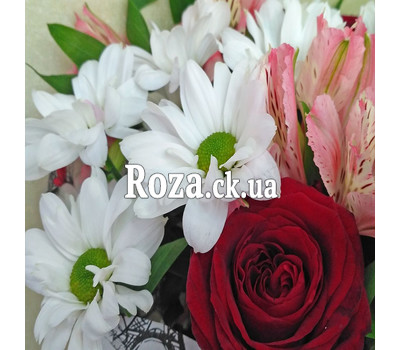 Maiden bouquet of roses, alstromeries and chrysanthemums 4