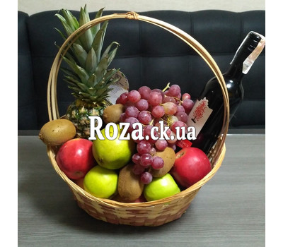 Фрукти і вино в кошику - вид 3