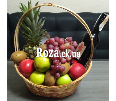 Фрукти і вино в кошику - вид 4