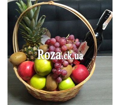 Фрукти і вино в кошику - вид 5