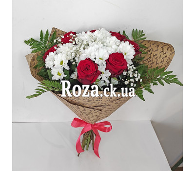 Nice bouquet of roses and chrysanthemums - вид 5