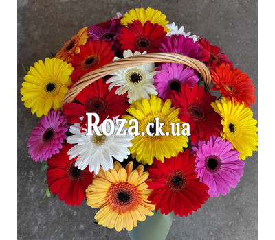 Bright basket of colorful gerberas 4