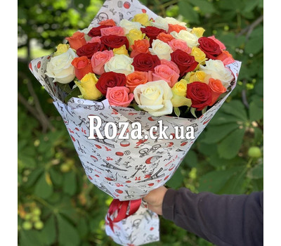 Bright bouquet of 51 roses 2