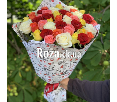 Bright bouquet of 51 roses 3