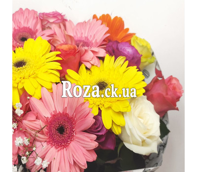 Bright bouquet of roses and gerberas 6