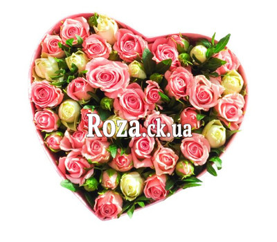 9 spray roses in a heart box