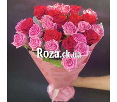 Bouquet of pink and red roses 7