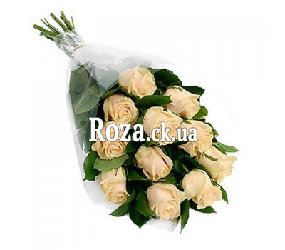 Cascade bouquet of 11 cream roses