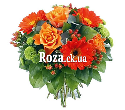 Orange-green bouquet of flowers